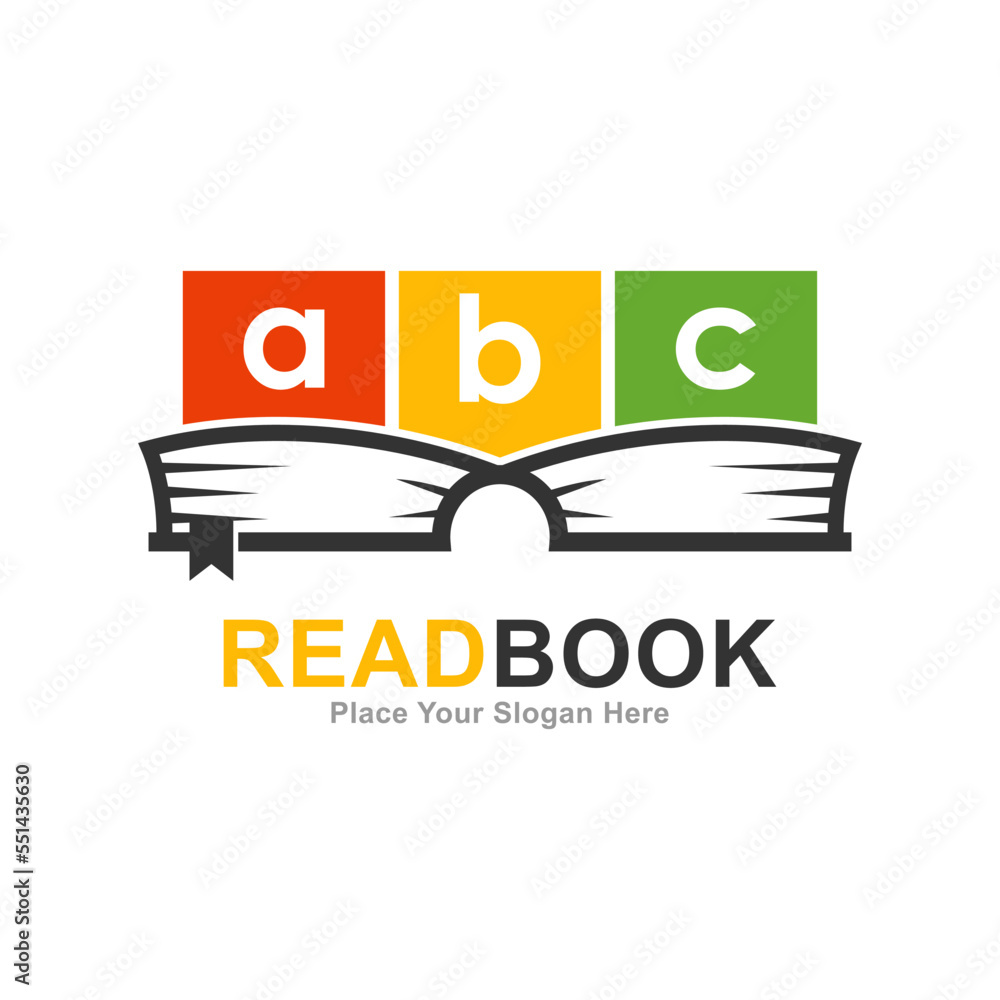 Fototapeta premium Read book logo vector template. Suitable for business, education, kid and font logotype