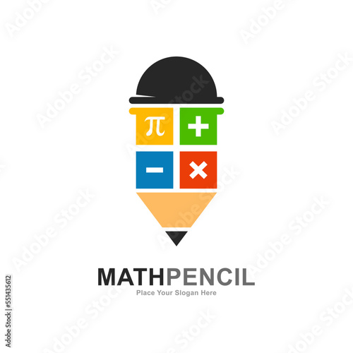 Math pencil logo vector template. Suitable for business, web, education and math symbol