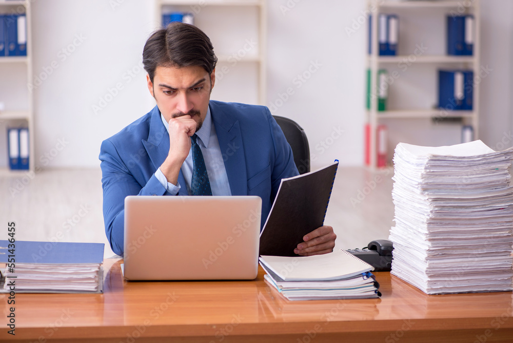 Young businessman employee working in the office Young businessman employee working in the office