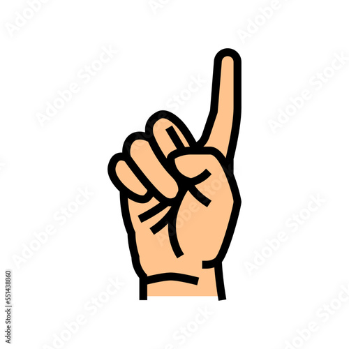 one number hand gesture color icon vector. one number hand gesture sign. isolated symbol illustration