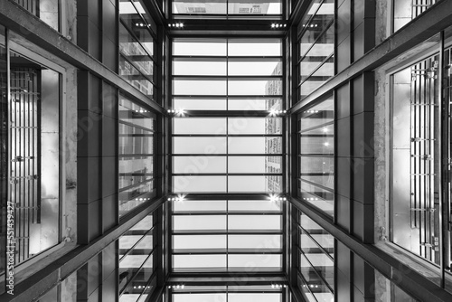 Interior view of modern architecture. Building abstract background