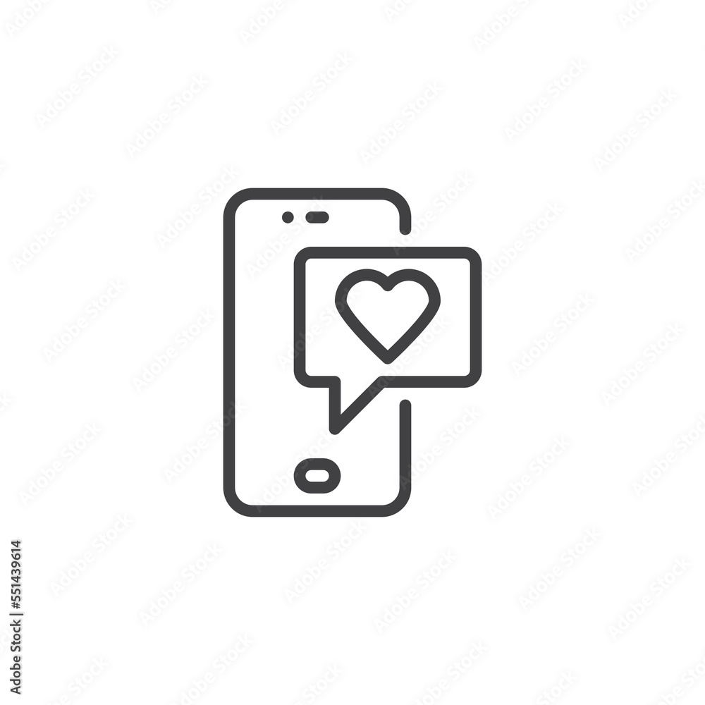Love chat message line icon Love chat message line icon