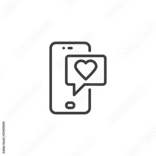 Love chat message line icon