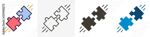 Puzzle solution icon. Problem solving concept. Vector trendy icon illustration design in 4 different styles