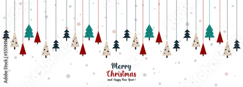 Christmas background with cute and colorful christmas trees