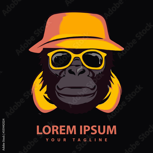 Awesome cool gorilla logo design. Vector illustration.