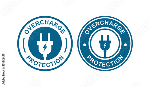 Overcharge protection badge logo set. Suitable for product label and information