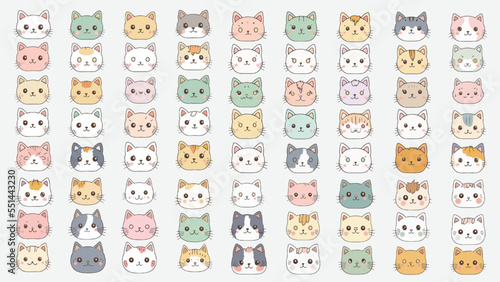 A Various emoticon of Cute Cat Face in set of vector