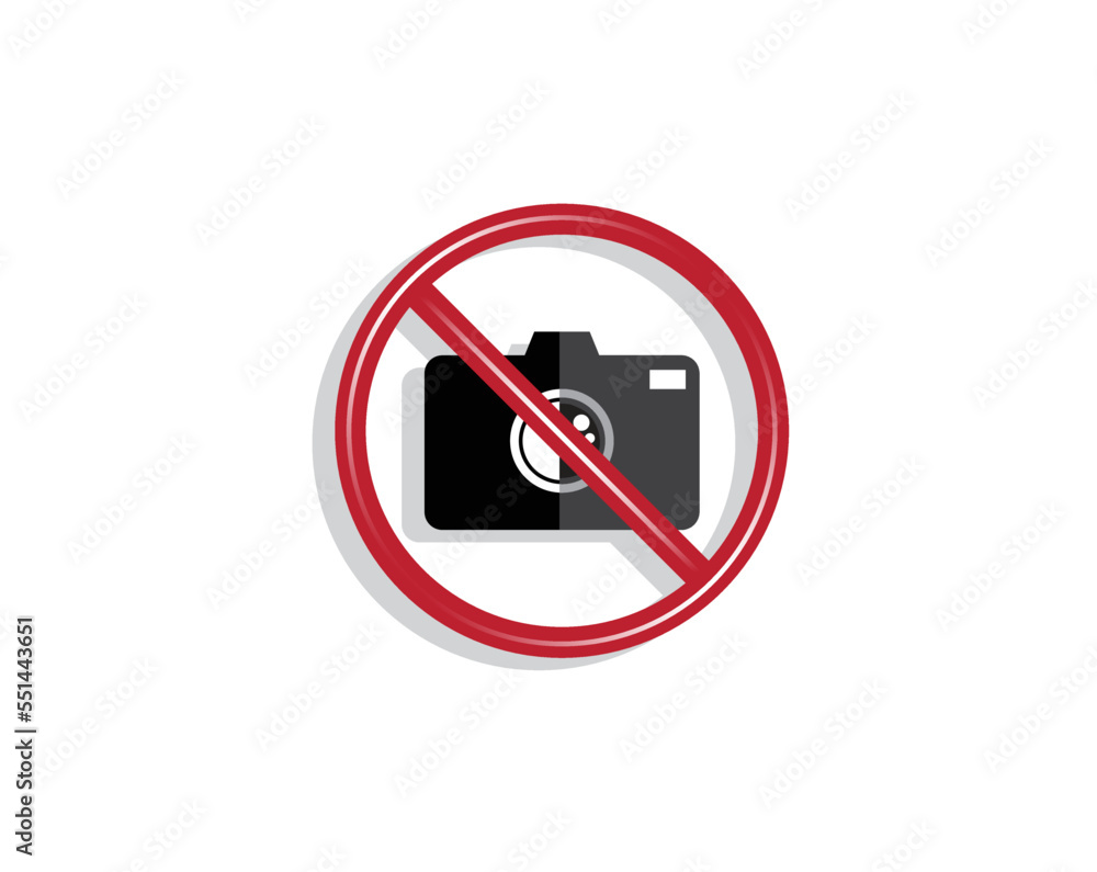 vector design of a sign that is prohibited from carrying or using or taking or photographing pictures or photos in an area indicated by a red line circle symbol and a camera icon in the middle vector design of a sign that is prohibited from carrying or using or taking or photographing pictures or photos in an area indicated by a red line circle symbol and a camera icon in the middle