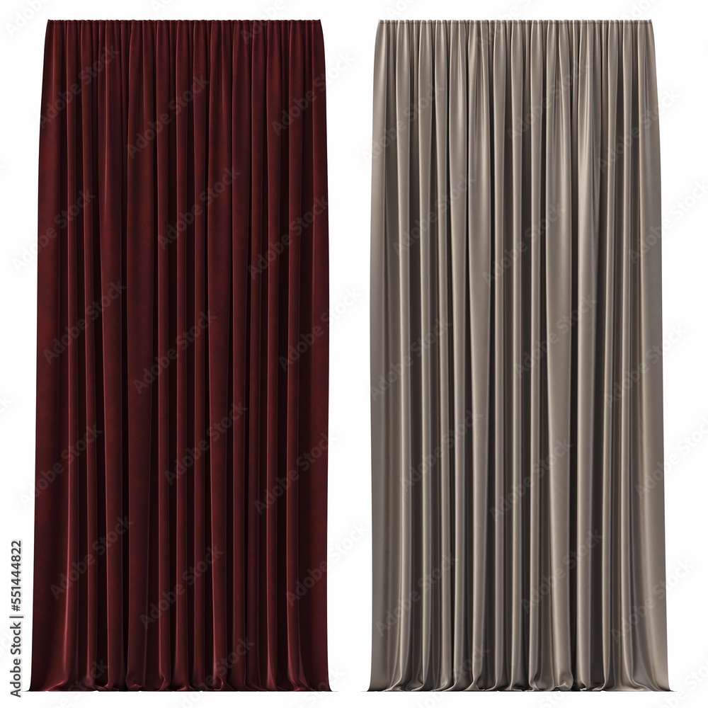 curtain isolated on white background, 3D illustration, cg render curtain isolated on white background, 3D illustration, cg render