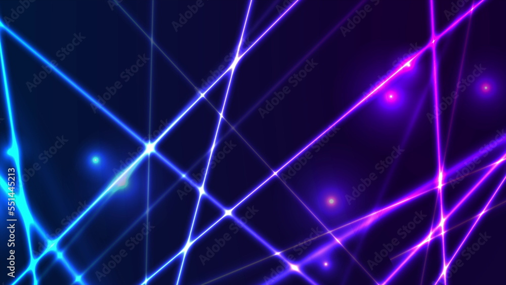 Blue ultraviolet neon glowing lines hi-tech background