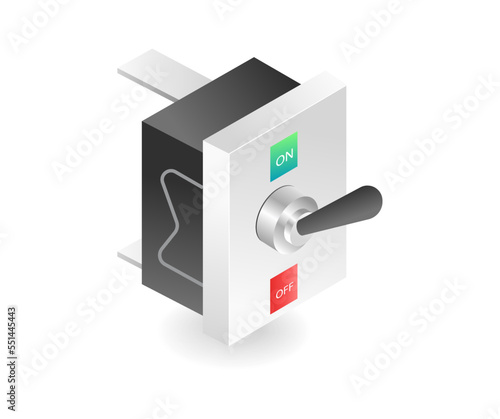 Isometric flat 3d illustration of electrical control socket concept