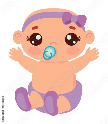 baby girl with pacifier kawaii
