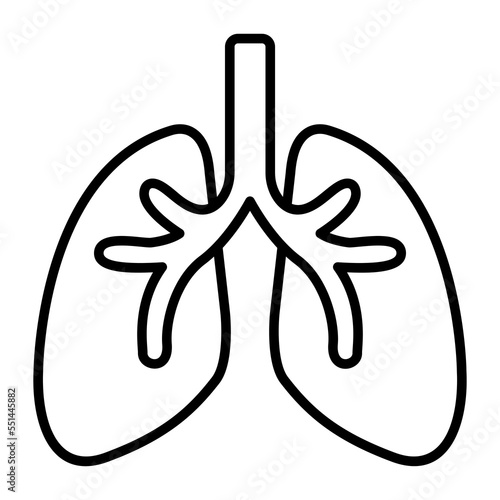 Respiratory system, lungs vector icon on white background
