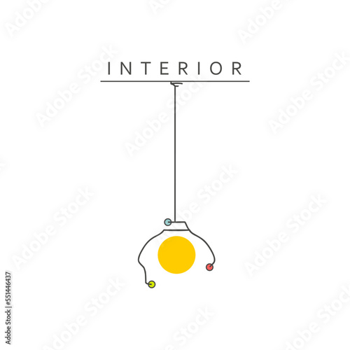 Lamp pendant furniture. Minimalist line art logo emblem. Template design for branding
