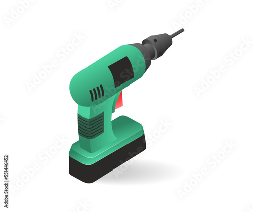 Isometric flat 3d illustration concept of drill carge machine photo