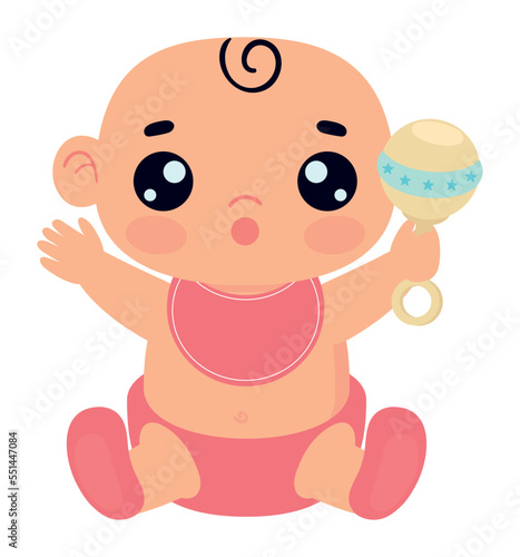 baby with rattle kawaii