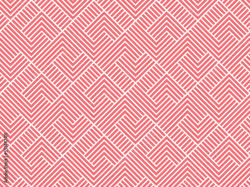 Abstract geometric pattern with stripes, lines. Seamless vector background. White and pink ornament. Simple lattice graphic design