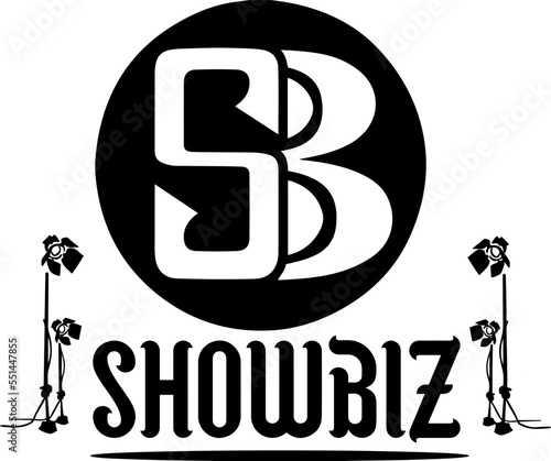 Showbiz logo, S alphabet symbol, S and b interlocked monogram, Showbiz emblem & monogram, Bollywood showbiz silhouette icon, Cinema and movie clip art