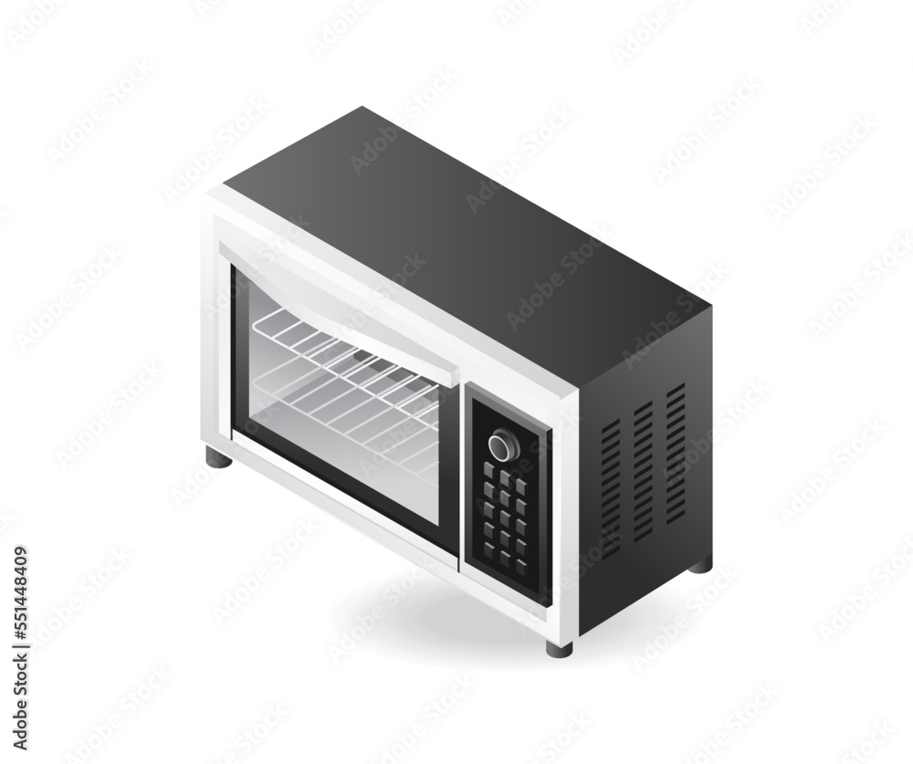 Fototapeta premium Flat 3d isometric illustration concept of electric oven grill button