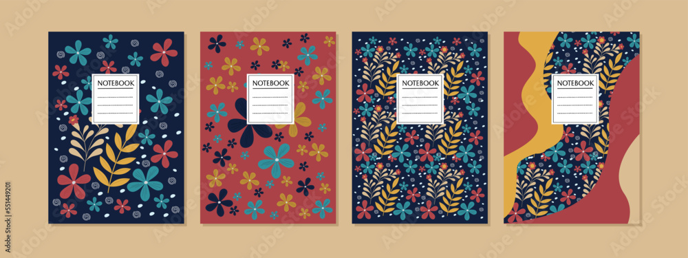 Vector cover with colorful tropical decor, illustration for book, notebook, catalog, brochure. A4 size