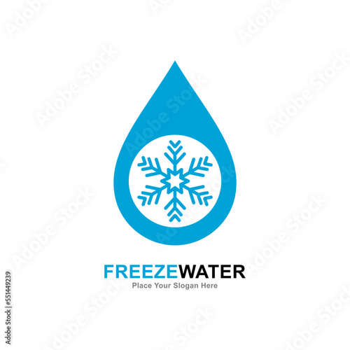 Water freeze with water drop logo template vector. Suitable for business, nature and snowflake symbol