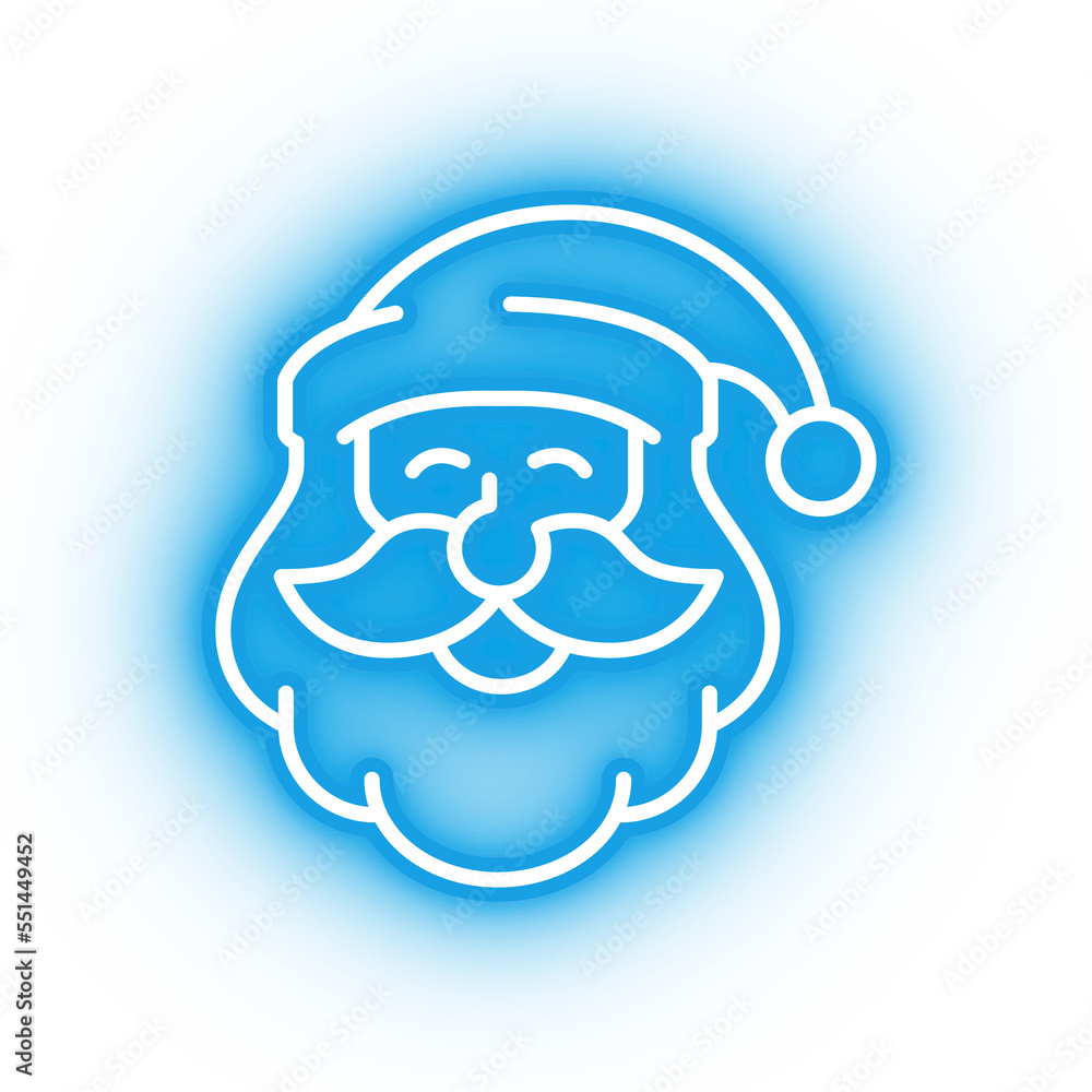 Neon blue santa claus icon, kris kringle on transparent background Neon blue santa claus icon, kris kringle on transparent background