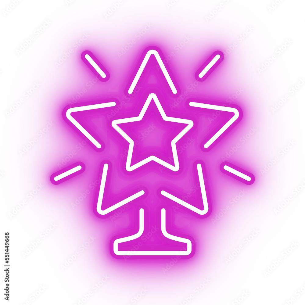 Neon pink star, christmas tree star topper on transparent background Neon pink star, christmas tree star topper on transparent background