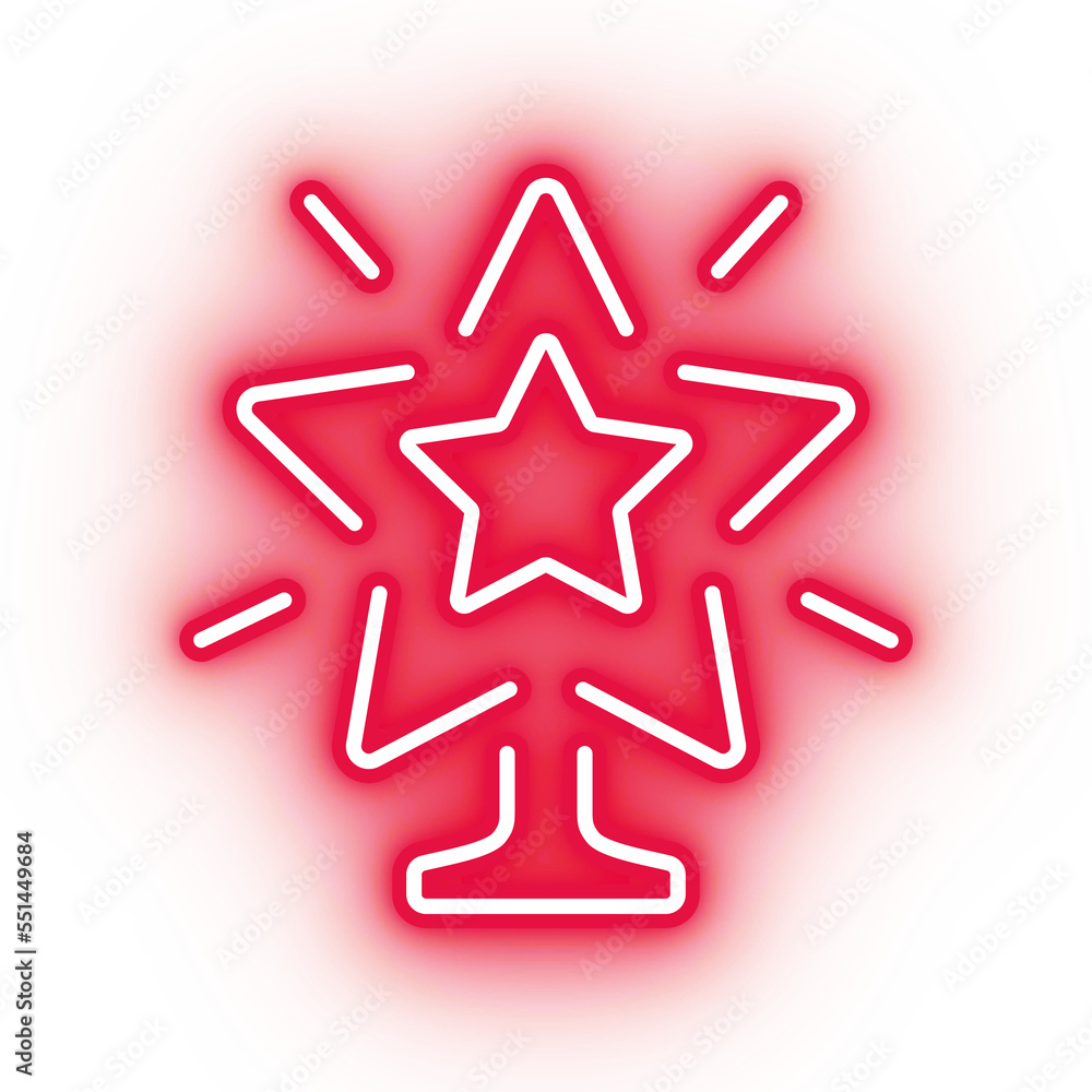 Neon red star, christmas tree star topper on transparent background Neon red star, christmas tree star topper on transparent background