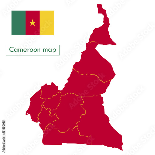 Cameroon country map vector, dark red with white city outlines