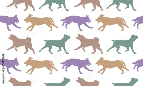 Seamless pattern. Silhouette dogs different breeds isolated on white background. Endless texture. Design for fabric  decor  wallpaper  wrapping paper 