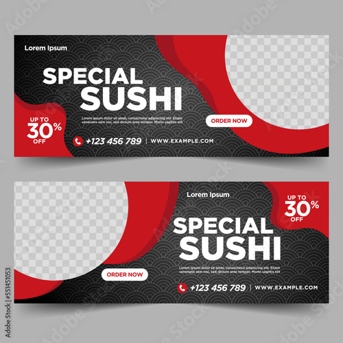 Sushi Restaurant banner design template	
