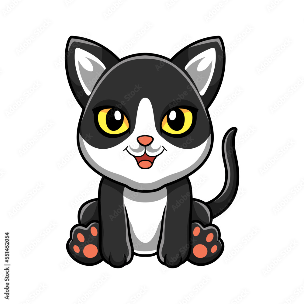 Cute black smoke cat cartoon