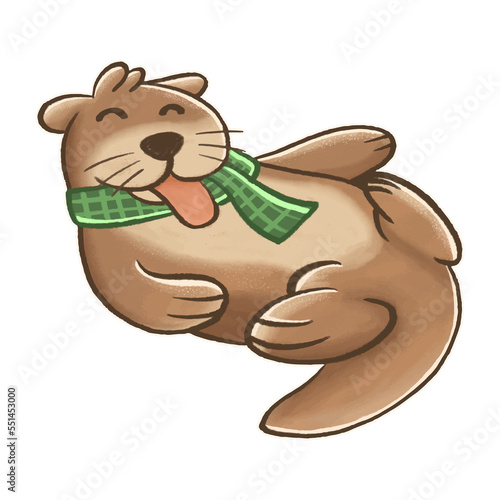Cute otter in winter coat