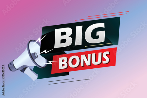 Big bonus word concept vector illustration with megaphone and 3d style, landing page, template, ui, web, mobile app, poster, banner, flyer, background, gift card, coupon, label, wallpaper	