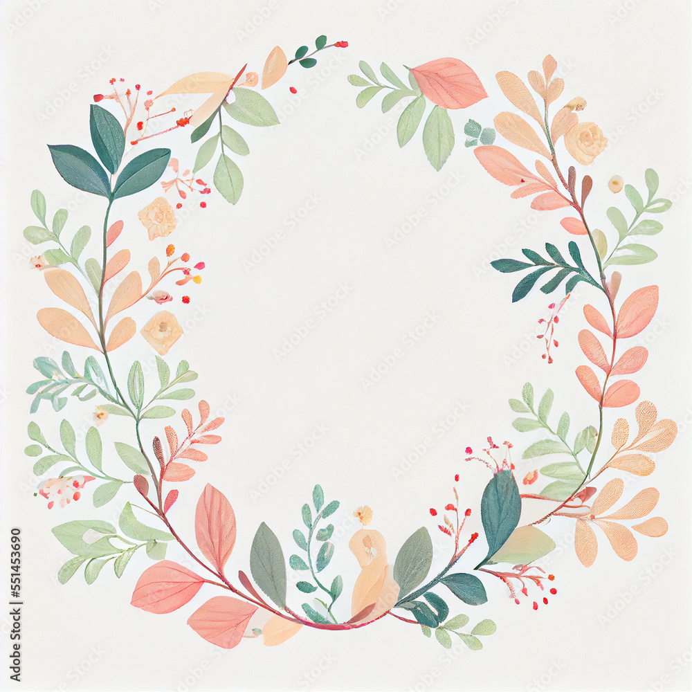 Spring Wreath in Yellow and Orange and green Colors. Generative AI Spring Wreath in Yellow and Orange and green Colors. Generative AI