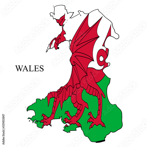 Wales map vector illustration. Global economy. Famous country. Northern Europe. Europe. UK region.