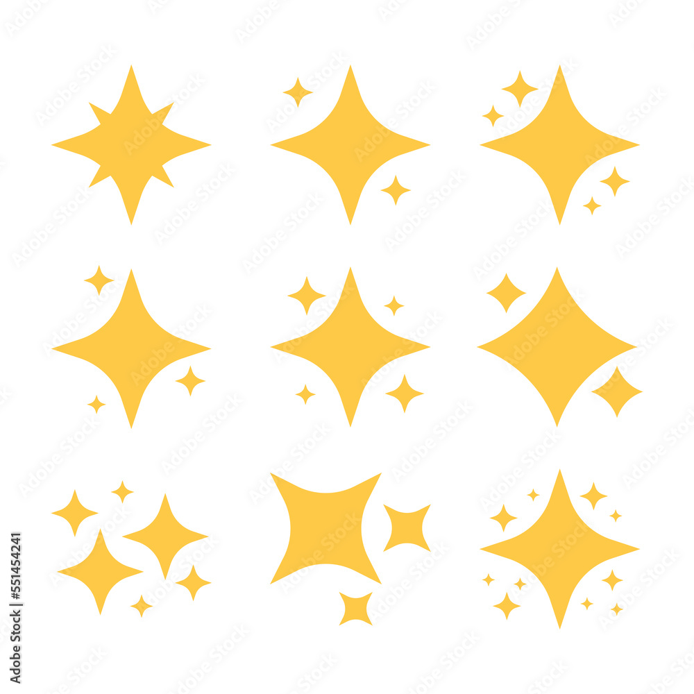 group of sparkling stars of yellow color with illustrated background group of sparkling stars of yellow color with illustrated background