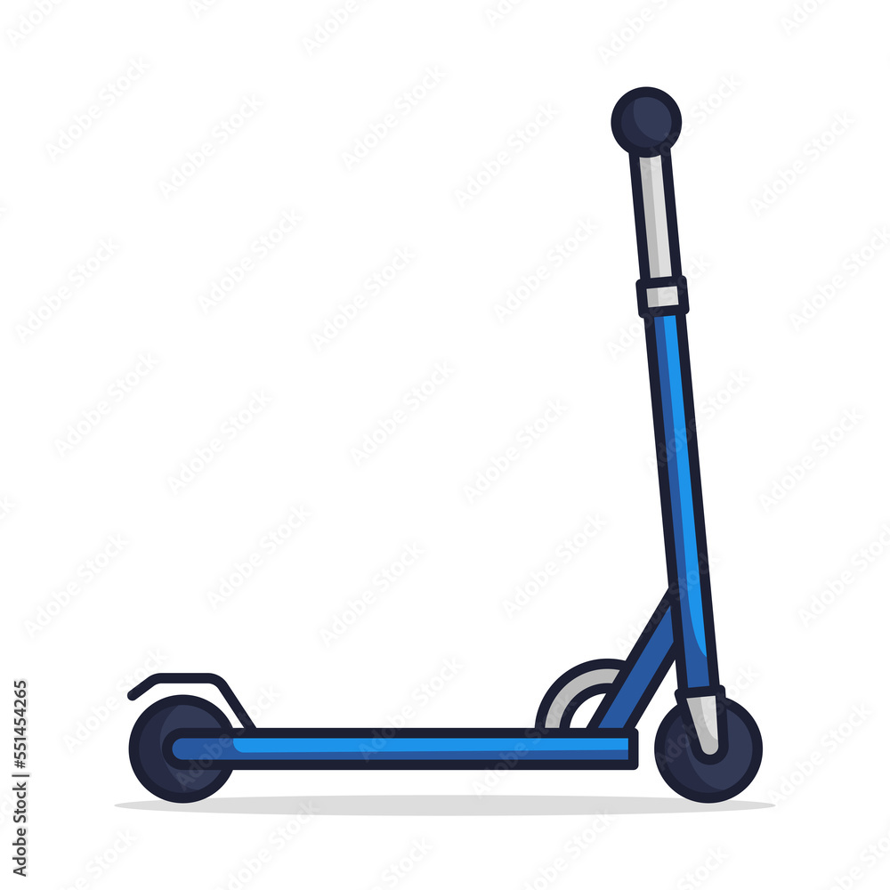 Scooter of blue color with illustrated background Scooter of blue color with illustrated background
