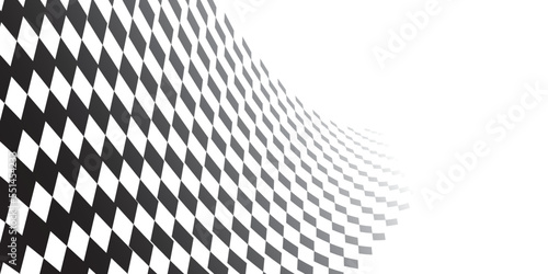 Black and white rhombus background. Vector checkered background with copy space for text.