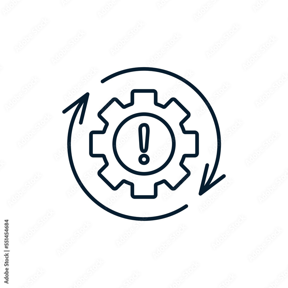 The concept of production errors, performance degradation, poor management. Vector icon isolated on white background. The concept of production errors, performance degradation, poor management. Vector icon isolated on white background.