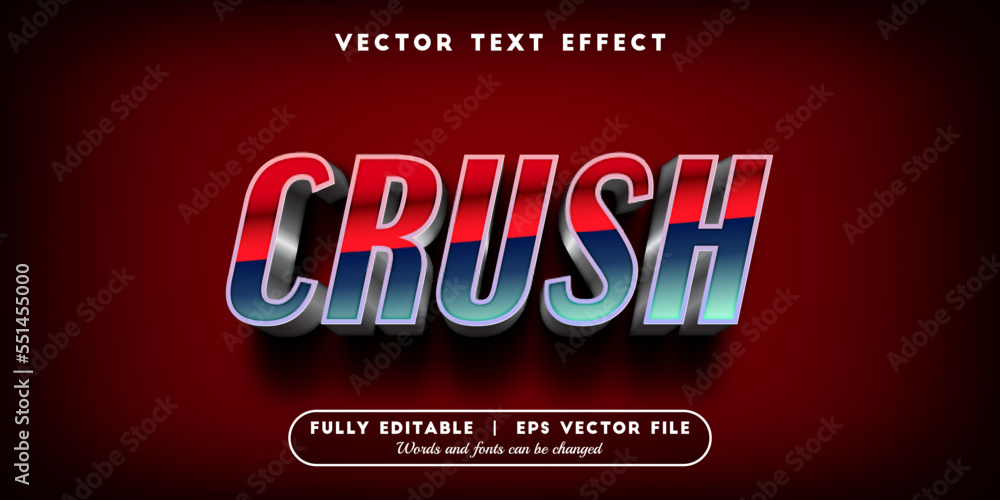 Text effects 3d crush, editable text style
