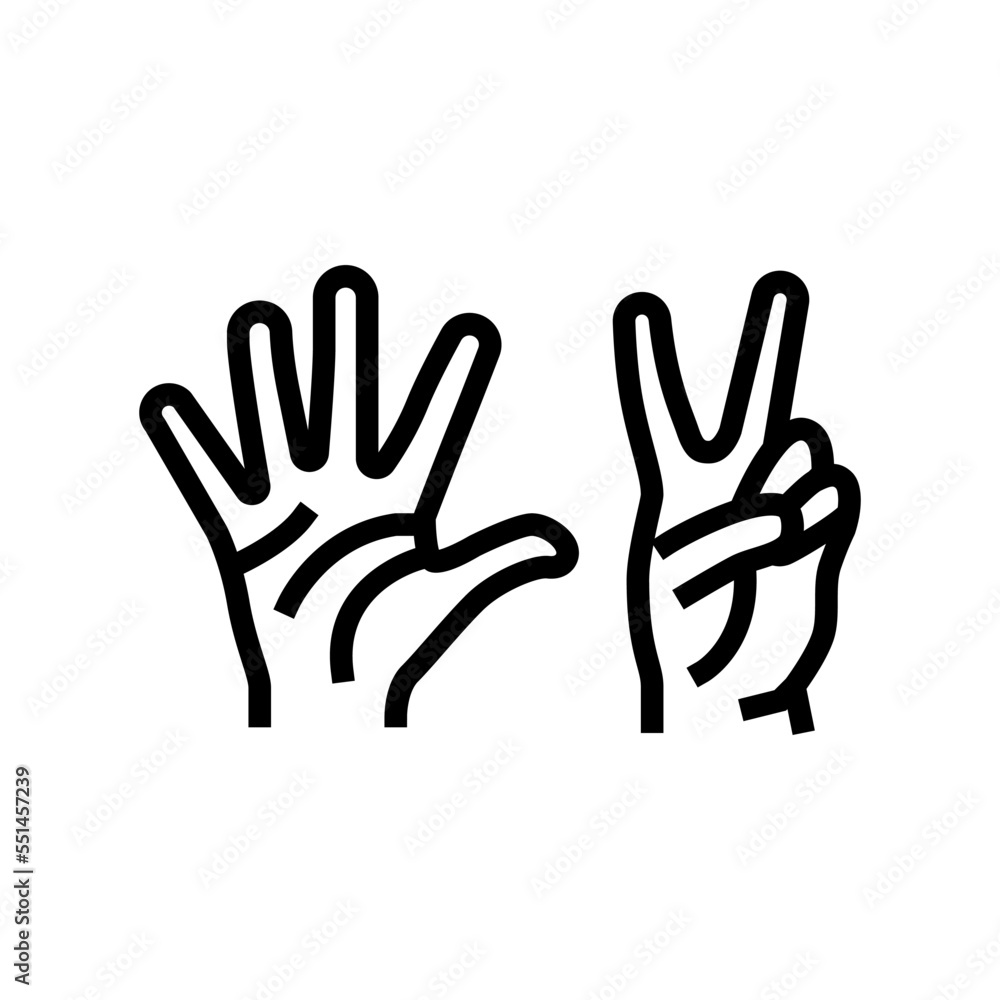 seven number hand gesture line icon vector. seven number hand gesture sign. isolated contour symbol black illustration seven number hand gesture line icon vector. seven number hand gesture sign. isolated contour symbol black illustration