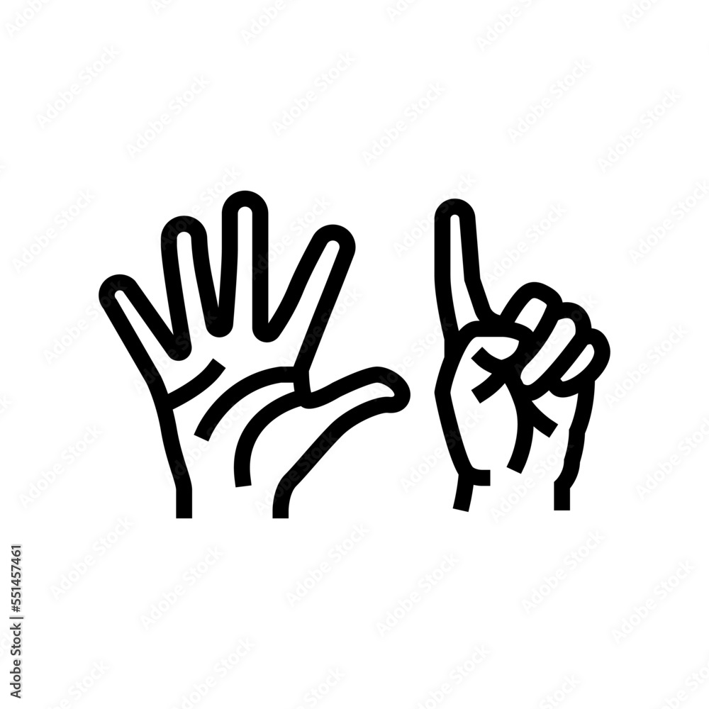 six number hand gesture line icon vector. six number hand gesture sign. isolated contour symbol black illustration six number hand gesture line icon vector. six number hand gesture sign. isolated contour symbol black illustration