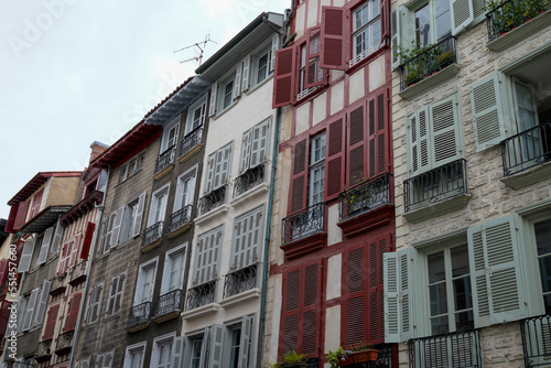Colorful facades houses in Bayonne city france