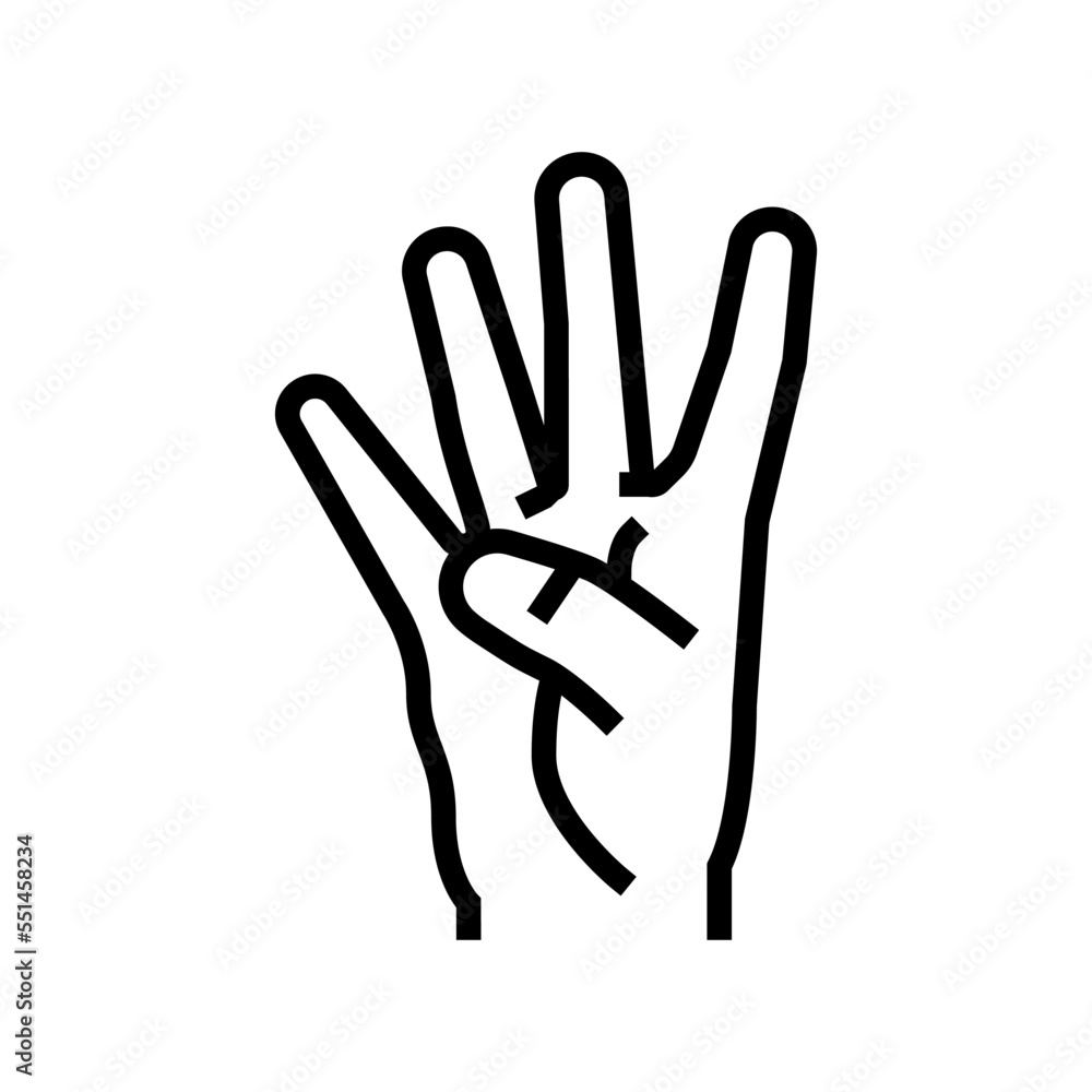 four number hand gesture line icon vector. four number hand gesture sign. isolated contour symbol black illustration four number hand gesture line icon vector. four number hand gesture sign. isolated contour symbol black illustration