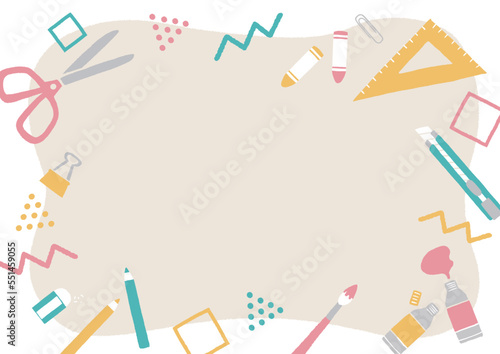 文房具のイラストのフレーム