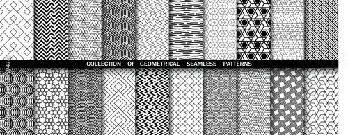 Geometric set of seamless black and white patterns. Simpless vector graphics