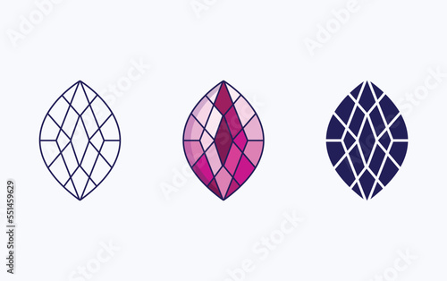 Diamond line and glyph icon, vector illustration