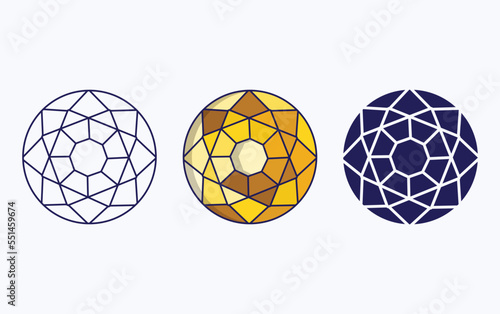 Diamond line and glyph icon, vector illustration